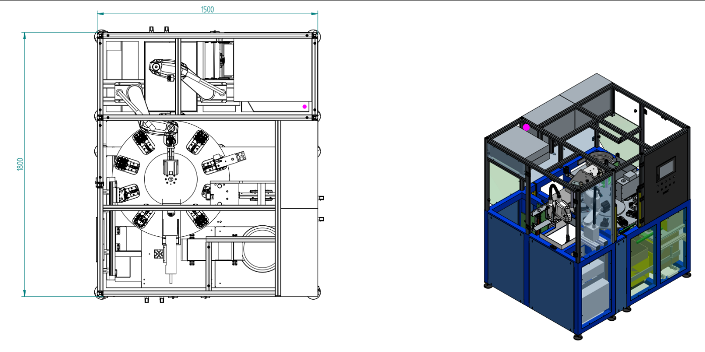 CAD layout of multi-variant automated assembly cell