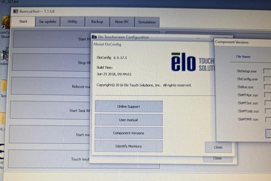 IPC and touchscreen driver configuration during troubleshooting