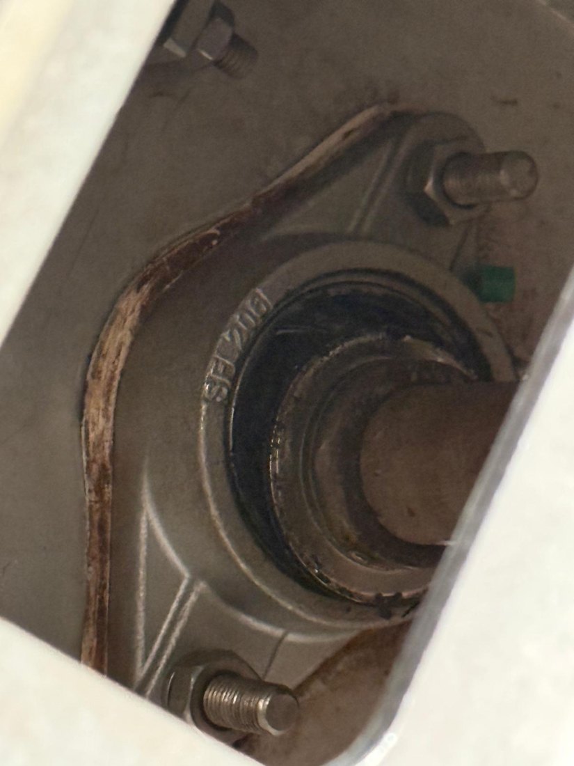 Damaged conveyor bearing